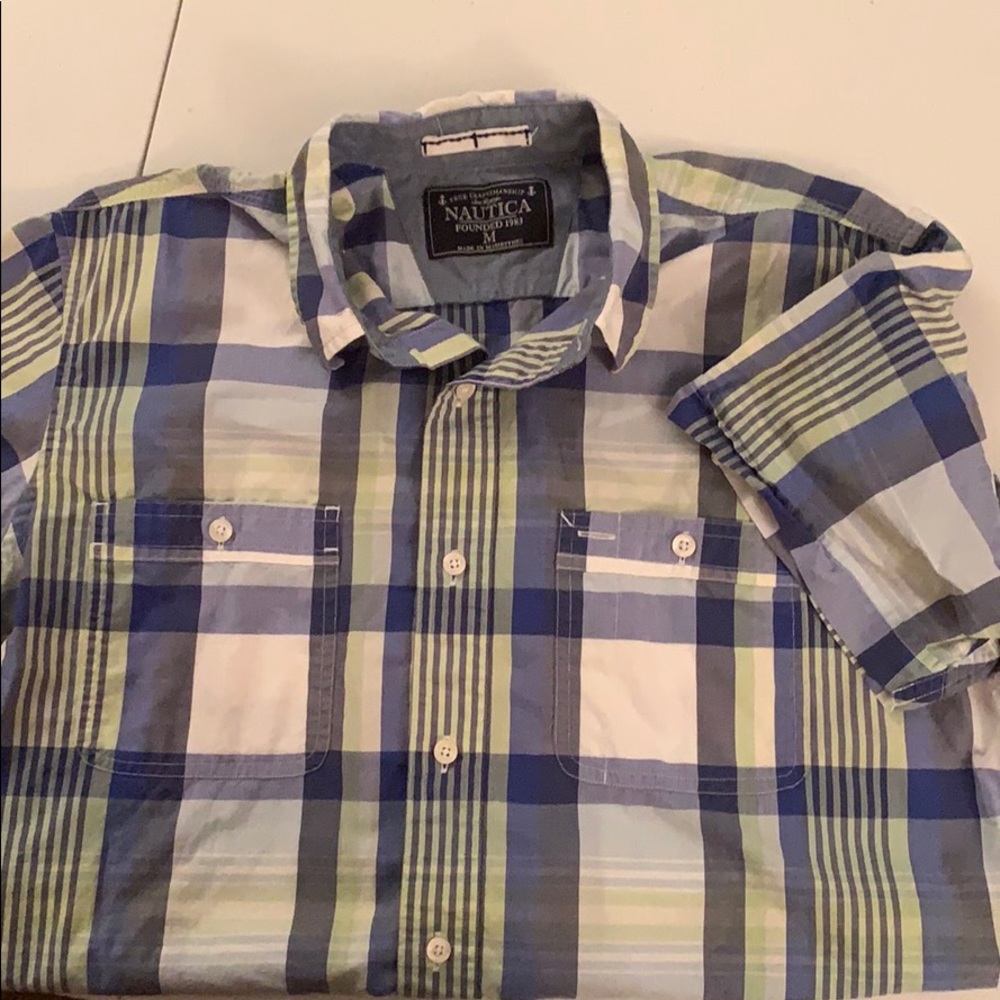 Nautica short sleeve plaid button up